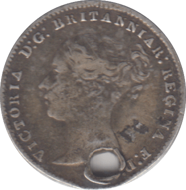 1859 HOLED THREEPENCE ( GF ) - THREEPENCE - Cambridgeshire Coins