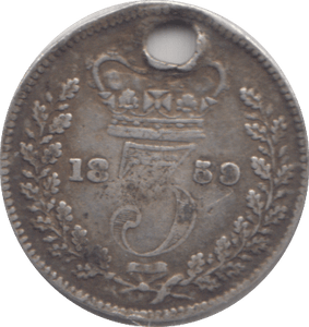 1859 HOLED THREEPENCE ( GF ) - THREEPENCE - Cambridgeshire Coins