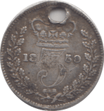 1859 HOLED THREEPENCE ( GF ) - THREEPENCE - Cambridgeshire Coins