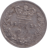 1859 MAUNDY THREEPENCE ( VF ) - MAUNDY THREEPENCE - Cambridgeshire Coins