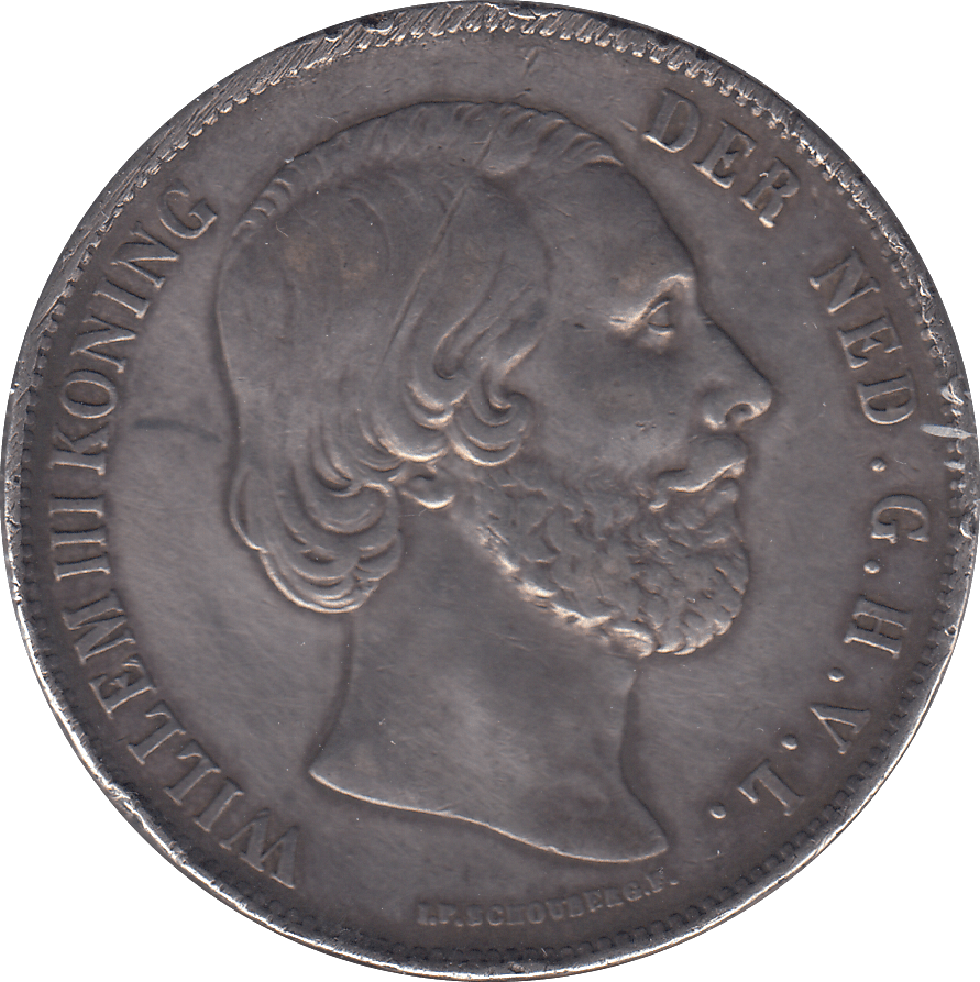 1859 SILVER 2 1/2 GULDEN NETHERLANDS - SILVER WORLD COINS - Cambridgeshire Coins
