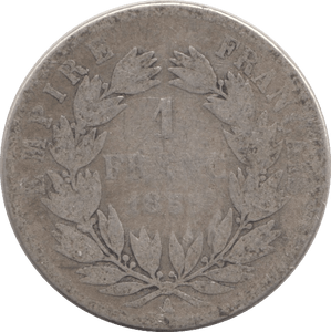 1859 SILVER ONE FRANC FRANCE - SILVER WORLD COINS - Cambridgeshire Coins