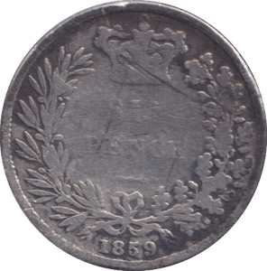 1859 SIXPENCE ( NF ) - SIXPENCE - Cambridgeshire Coins