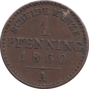 1860 1 PFENNIG PRUSSIA - WORLD COINS - Cambridgeshire Coins