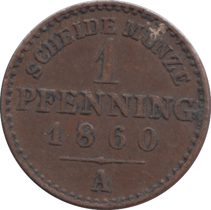 1860 1 PFENNIG PRUSSIA - WORLD COINS - Cambridgeshire Coins