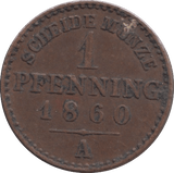 1860 1 PFENNIG PRUSSIA - WORLD COINS - Cambridgeshire Coins