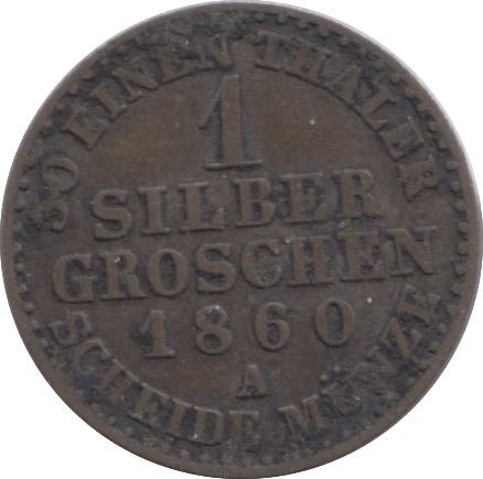 1860 1 SILVER GROSCHEN PRUSSIA - SILVER WORLD COINS - Cambridgeshire Coins