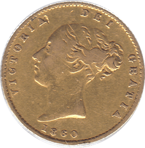 1860 GOLD SOVEREIGN ( VF ) - HALF SOVEREIGN - Cambridgeshire Coins