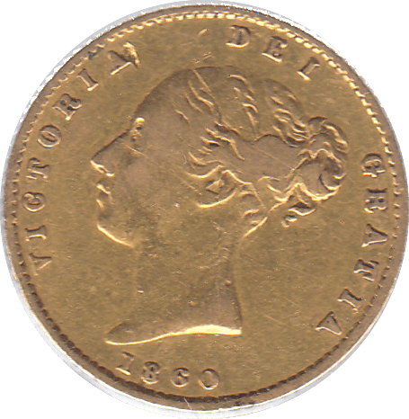 1860 GOLD SOVEREIGN ( VF ) - HALF SOVEREIGN - Cambridgeshire Coins