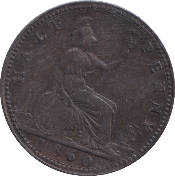 1860 HALFPENNY ( VF ) - HALFPENNY - Cambridgeshire Coins