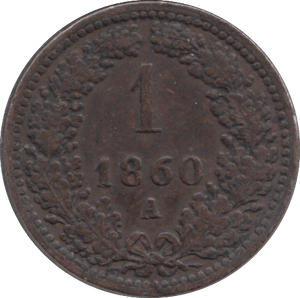 1860 ONE KREUZER AUSTRIA - WORLD COINS - Cambridgeshire Coins