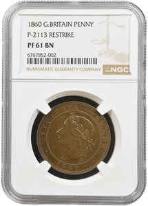 1860 PENNY P-2113 RESTRIKE NGC PF 61 BN - NGC OTHER COINS - Cambridgeshire Coins