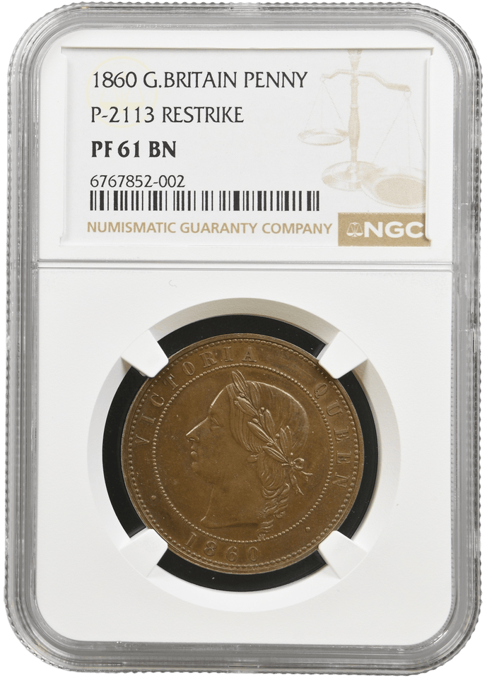 1860 PENNY P-2113 RESTRIKE NGC PF 61 BN - NGC OTHER COINS - Cambridgeshire Coins