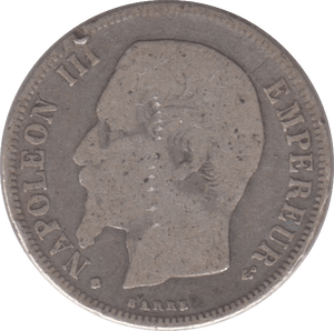 1860 SILVER ONE FRANC FRANCE - SILVER WORLD COINS - Cambridgeshire Coins
