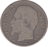 1860 SILVER ONE FRANC FRANCE - SILVER WORLD COINS - Cambridgeshire Coins