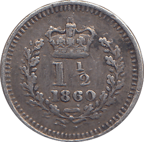1860 SILVER THREE HALFPENCE ( GVF ) - THREE HALF PENCE - Cambridgeshire Coins
