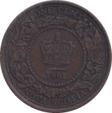 1861 CENT NOVA SCOTIA CANADA - WORLD COINS - Cambridgeshire Coins