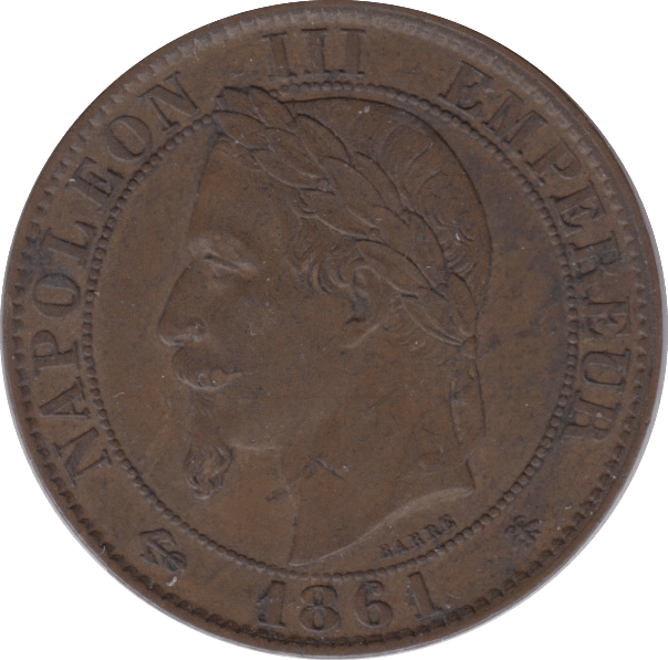 1861 FIVE CENTIMES FRANCE - WORLD COINS - Cambridgeshire Coins