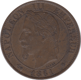 1861 FIVE CENTIMES FRANCE - WORLD COINS - Cambridgeshire Coins