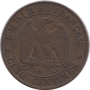 1861 FIVE CENTIMES FRANCE - WORLD COINS - Cambridgeshire Coins