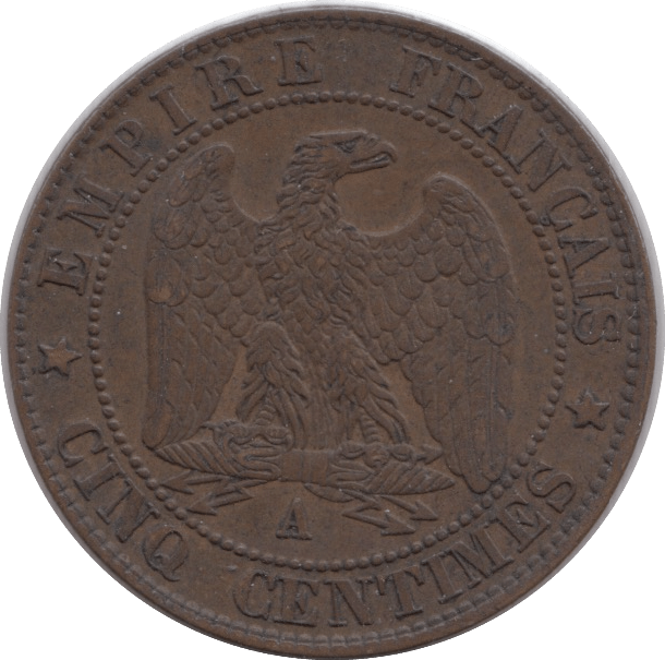 1861 FIVE CENTIMES FRANCE - WORLD COINS - Cambridgeshire Coins