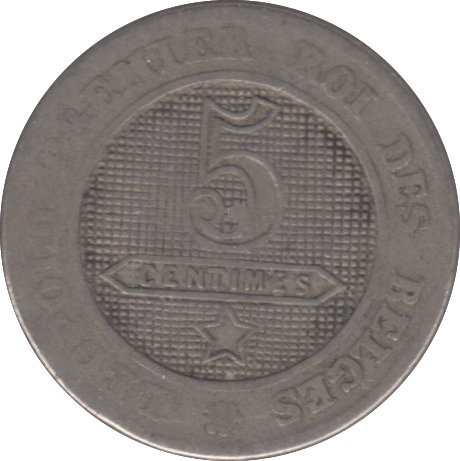 1861 FIVE CENTS BELGIUM - WORLD COINS - Cambridgeshire Coins