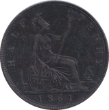 1861 HALFPENNY ( GVF ) - HALFPENNY - Cambridgeshire Coins