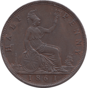 1861 HALFPENNY ( UNC ) - HALFPENNY - Cambridgeshire Coins