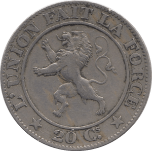 1861 SILVER 20 CENTIMES BELGIUM - SILVER WORLD COINS - Cambridgeshire Coins
