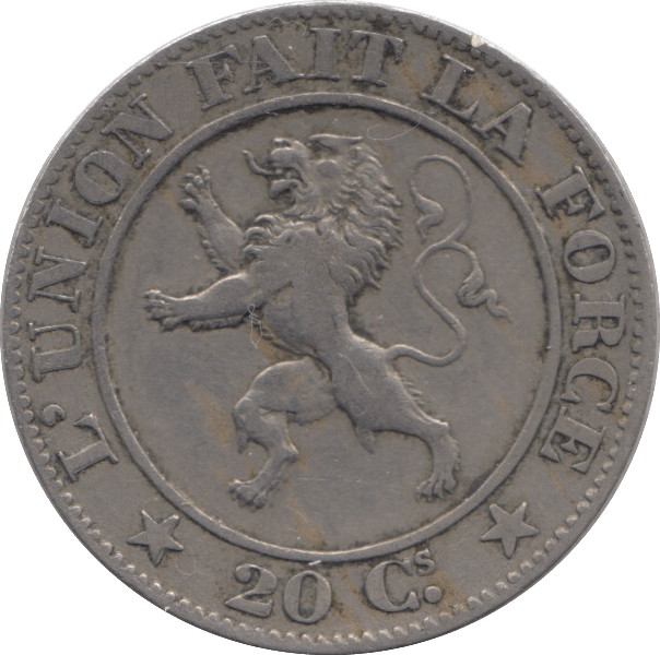 1861 SILVER 20 CENTIMES BELGIUM - SILVER WORLD COINS - Cambridgeshire Coins