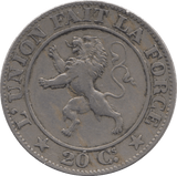 1861 SILVER 20 CENTIMES BELGIUM - SILVER WORLD COINS - Cambridgeshire Coins