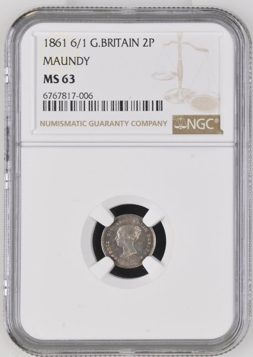 1861 SILVER MAUNDY TWOPENCE ( NGC ) MS 63 - NGC SILVER COINS - Cambridgeshire Coins