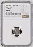 1861 SILVER MAUNDY TWOPENCE ( NGC ) MS 63 - NGC SILVER COINS - Cambridgeshire Coins