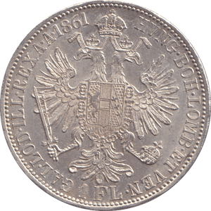 1861 SILVER ONE FLORIN AUSTRIA - SILVER WORLD COINS - Cambridgeshire Coins