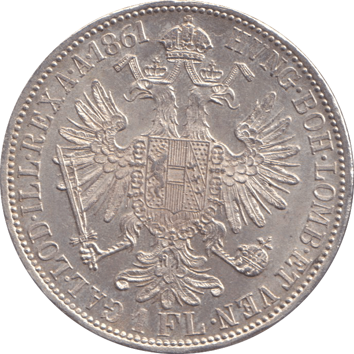 1861 SILVER ONE FLORIN AUSTRIA - SILVER WORLD COINS - Cambridgeshire Coins
