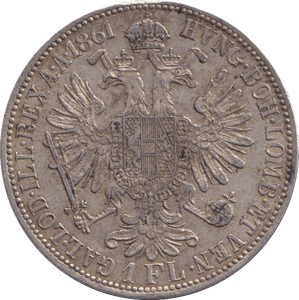 1861 SILVER ONE FLORIN AUSTRIA - SILVER WORLD COINS - Cambridgeshire Coins