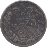 1861 THREEPENCE ( FINE ) - THREEPENCE - Cambridgeshire Coins