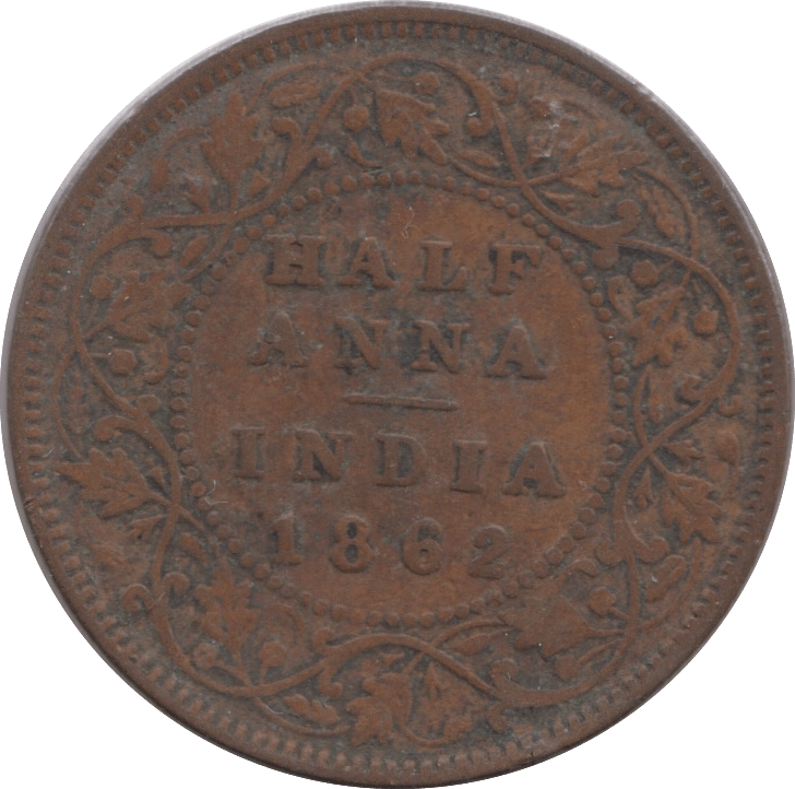 1862 1/2 ANNA BRITISH INDIA - WORLD COINS - Cambridgeshire Coins