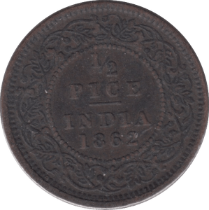 1862 1/2 PICE BRITISH INDIA - WORLD COINS - Cambridgeshire Coins