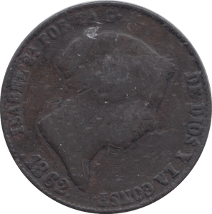 1862 25 CENTS SPAIN - WORLD COINS - Cambridgeshire Coins