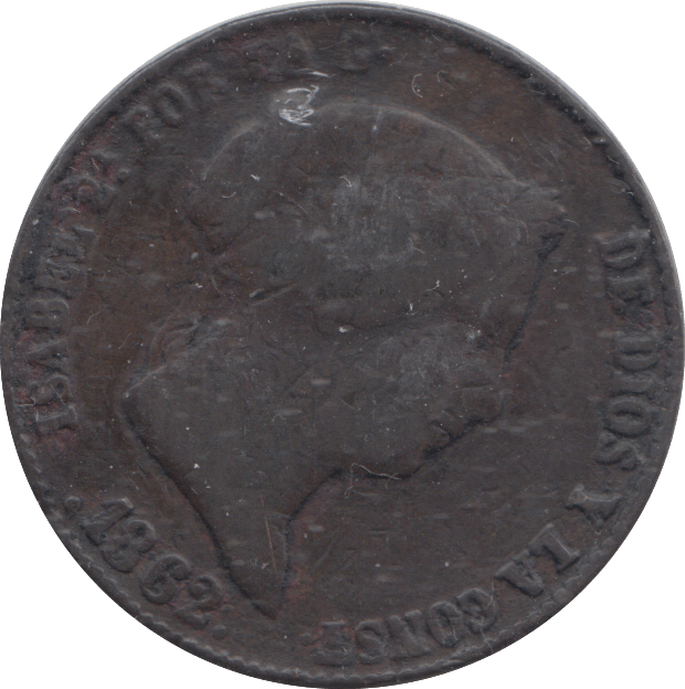 1862 25 CENTS SPAIN - WORLD COINS - Cambridgeshire Coins