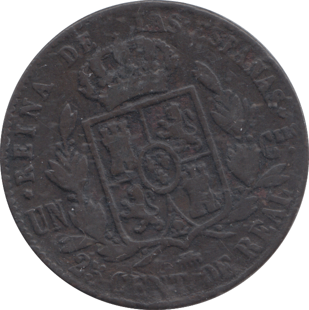 1862 25 CENTS SPAIN - WORLD COINS - Cambridgeshire Coins