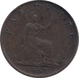 1862 FARTHING ( AUNC ) - FARTHING - Cambridgeshire Coins