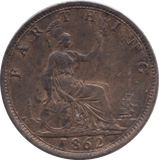1862 FARTHING ( UNC ) - Farthing - Cambridgeshire Coins