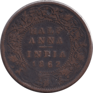 1862 HALF ANNA INDIA - WORLD COINS - Cambridgeshire Coins