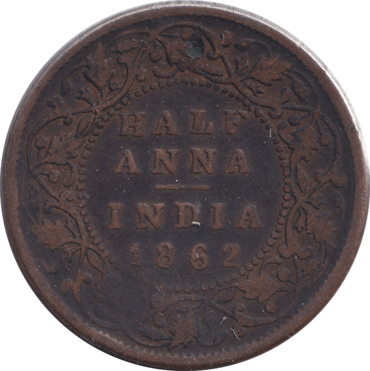 1862 HALF ANNA INDIA - WORLD COINS - Cambridgeshire Coins