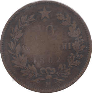 1862 ITALY 10 CENTIMI - WORLD COINS - Cambridgeshire Coins
