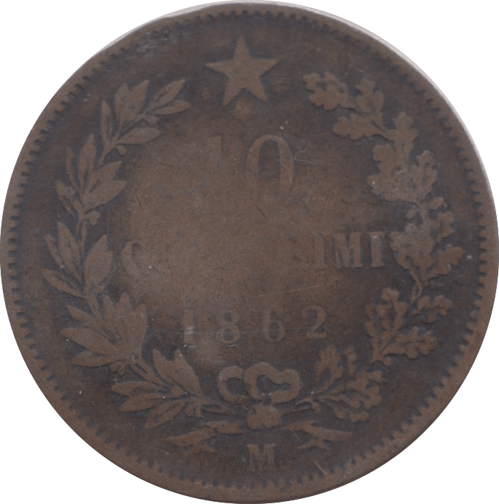 1862 ITALY 10 CENTIMI - WORLD COINS - Cambridgeshire Coins