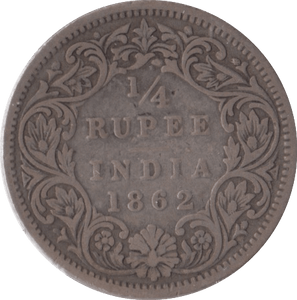 1862 QUARTER RUPEE INDIA - SILVER WORLD COINS - Cambridgeshire Coins