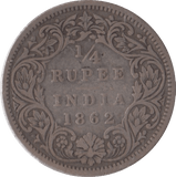 1862 QUARTER RUPEE INDIA - SILVER WORLD COINS - Cambridgeshire Coins